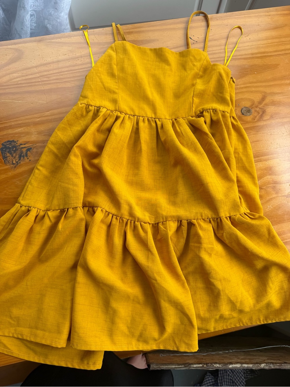 glam Mustard Yellow Tiered Mini Dress
